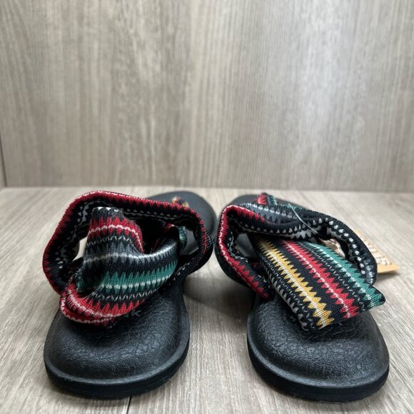 Sanuk Yoga Sling Thong Sandals Women 6 Stretch Slingback Tribal Print Multicolor - Picture 5 of 10